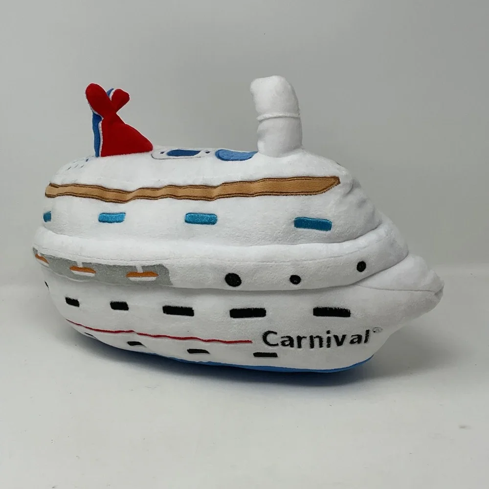 Carnival Cruise Line Plush Toy Ship Souvenir White Red Blue 12 Inch
